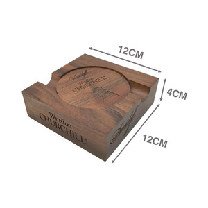 Winston Churchill <b>Wooden</b> Ashtray 12x12x4cm Square Office <b>Desk</b> Ornament Laser Engraved <b>Solid</b> Walnut Gift - Product Image 1