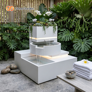 Bassin rectangulaire en acier avec fontaine à fleurs intégrée, résistant aux intempéries pour patio extérieur et cascade de cour - Product Image 4