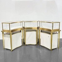 Vitrine de Bijouterie Ronde de Luxe, Présentoir de Bijoux pour Magasin, Vitrine d'Exposition Personnalisée avec Logo, Comptoir en Métal et Verre