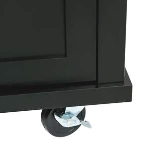 Carrito de cocina de diseño moderno DB con encimera de madera de goma, puerta de armario, estantes de almacenamiento interno, isla de cocina de 5 ruedas - Product Image 1