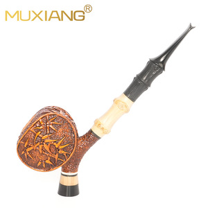 MUXIANG Tobacco Pipe Briarwood Straight Stem 3mm Filter Core Classic Design For Men Smoking - Product Image 1