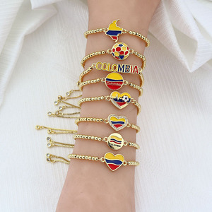 BM1221 Colombia/México Dije <span class=keywords><strong>de</strong></span> esmalte con bandera patriótica y corazón <span class=keywords><strong>de</strong></span> fútbol 2026 para pulsera <span class=keywords><strong>de</strong></span> cadena Bolo con cuentas - Product Image 2