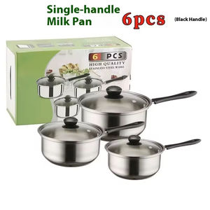 Ensemble de cuisine moderne 6 pièces en acier inoxydable, batterie de cuisine 6 pièces pour cuisinière à induction 16-18-20CM, casseroles à lait et à soupe, cadeau idéal pour les cuisines - Product Image 6