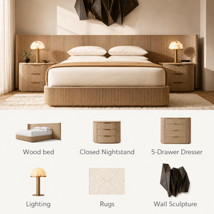 Modern Luxury Solid Wood <b>Bed</b> Bedroom Furniture <b>Set</b> Resort Guest Rooms Hotel Apartment Bedrooms Other Interior Spaces RIB005 Soli - Product Image 1