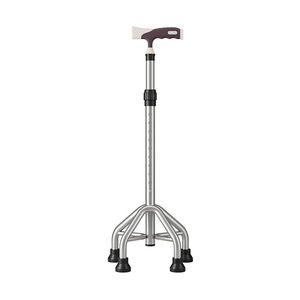 Aluminum Alloy Four Legged Walking Stick With <b>Rubber</b> Tips Anti Slip For Elderly Support Aid - Product Image 2