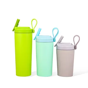 Free sample 250ml 350ml 450ml ODM design vacuum insulated tumbler Double wall stainless steel mug cup with leak proof straw lid