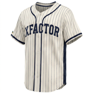 Maillot de baseball XFACTOR 24 pour homme, manches courtes, rayé, polyester respirant, coupe classique, toutes saisons, impression du nom de l'équipe - Product Image 1