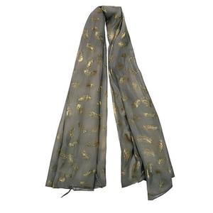 Sciarpa Lunga in Cotone TR con Piume e Lamina d'Oro Angelina 70x180cm Accessorio di Moda - Product Image 1