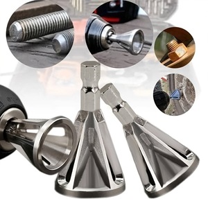 Herramienta de biselado de tres cuchillas con vástago hexagonal de acero con alto contenido de carbono para recortar y desbarbar bordes de piezas metálicas - Product Image 1