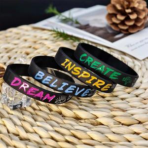 Inspirational Silicone <b>Bracelet</b> Create Inspire Believe Dream Motivational Quotes Rubber Wrist Strap Event Party Rubber <b>Bracelet</b> - Product Image 2