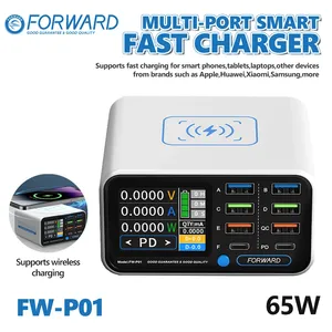 Cargador Rápido Inteligente Multi-Puerto FORWARD FW-P01 de 65W con Carga Inalámbrica para Móviles, Tablets y Laptops, Herramienta de Reparación - Product Image 1