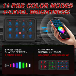App Control 12 Gang RGB LED Offroad Switch Panel para Jeep 4x4 <span class=keywords><strong>12V</strong></span> Impermeable Bajo MOQ Disponible Car Switch Panel - Product Image 6
