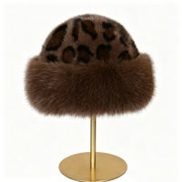 Chapeau d'hiver tendance en fausse fourrure imprimé léopard vintage pour femme, avec bordure moelleuse, style bob, fournisseur