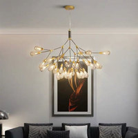 Luminaires suspendus en verre minimalistes nordiques modernes, design de créateur, branche d'arbre dorée, lustre pour salle à manger, salon, chambre à coucher