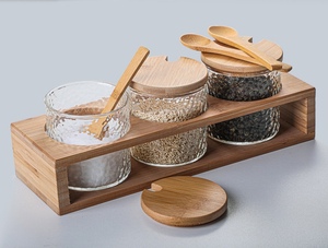 Lọ Thủy Tinh Đựng Gia Vị, Đồ Dùng Nhà Bếp, Kết Hợp Với Gia Đình, Lọ Đựng Muối Và Dầu, Có Đế Tre - Product Image 4