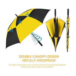 Parapluies de golf en gros avec logo imprimé, poignée en plastique, parapluie de golf droit à 2 couches - Product Image 3
