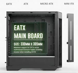 Boîtier de jeu <span class=keywords><strong>tour</strong></span> complète puissant pour ordinateur de bureau avec panneau en verre trempé et grille métallique, logo personnalisé, vente chaude, <span class=keywords><strong>PC</strong></span> <span class=keywords><strong>Gamer</strong></span> ATX EATX - Product Image 2