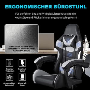 Chaise <span class=keywords><strong>de</strong></span> <span class=keywords><strong>bureau</strong></span> ergonomique avec appui-tête amovible Chaise pivotante 180kg Grande chaise <span class=keywords><strong>de</strong></span> jeu avec <span class=keywords><strong>protection</strong></span> contre les rayures contre les chats - Product Image 2