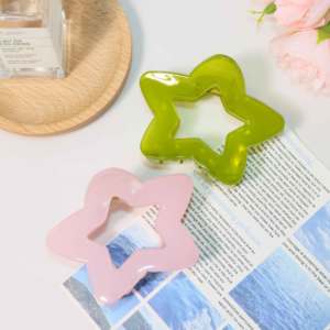 Pince à cheveux creuse <span class=keywords><strong>de</strong></span> 8 cm, esthétique étoilée, en résine brillante effet gelée cristalline, à maintien plat, confortable, en plastique incassable, accessoire <span class=keywords><strong>de</strong></span> fête - Product Image 2