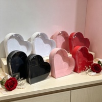 Couvercle en PVC en forme de cœur, couvercle transparent, ensemble de 3 boîtes, boîte cadeau pour fleurs, boîte souvenir, boîte d'anniversaire, boîte à bonbons