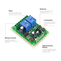 Module récepteur relais 2 canaux RF 433 MHz et émetteur-récepteur RF 433 MHz DC24V 12V pour télécommande de garage et éclairage