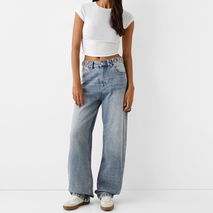 Jeans Anchos de Mujer Personalizables OEM, Nueva Colección en Oferta, Cintura Baja, Lavado Camuflado, Estilo Casual y Moderno - Product Image 2