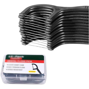 Recarga de caja respetuosa con el medio ambiente Biodegradable Natural bambú carbón Flosser palillo de dientes Dental Floss Pick - Product Image 2