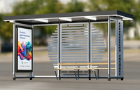 Parada de Autobús Inteligente Personalizada OEM ODM con Caja de Luz de Doble Cara y Banco de Madera, Suministro Directo de Fábrica