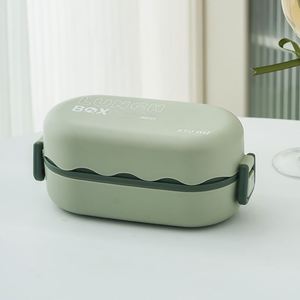 Wholesale 850ml Japanese-style Food-grade Double-layer Student <b>Microwaveable</b> sealed with Buckle and Lid Office Worker Lunch Box - Product Image 6