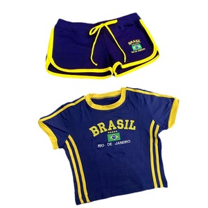 Ensemble haut et <span class=keywords><strong>short</strong></span> pour femme en polyester, été 2024, broderie de lettres brésiliennes, effet 3D, style décontracté Y2K, style sportif - Product Image 5