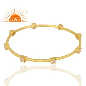 925 Sterling Silver <b>Bangle</b> 14k <b>Gold</b> Plated Jewelry Wholesale Multi <b>Rose</b> Chalcedony Gemstone <b>Bangle</b> Vintage Collection - Product Image 2