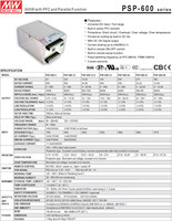 Alimentation industrielle à découpage AC/DC Mean Well PSP-600-12 SMPS 600W 12V 50A avec PFC et fonction parallèle Meanwell
