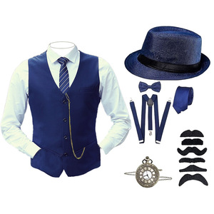 Nuevo Conjunto <span class=keywords><strong>de</strong></span> Accesorios <span class=keywords><strong>de</strong></span> Chaleco Retro Medieval para <span class=keywords><strong>Hombre</strong></span>, <span class=keywords><strong>Disfraz</strong></span> <span class=keywords><strong>de</strong></span> Cosplay <span class=keywords><strong>de</strong></span> <span class=keywords><strong>Gangster</strong></span>, Corbata, Sombrero, Chaleco, Chaleco Vintage Victoriano para <span class=keywords><strong>Hombre</strong></span>, Tallas S-6XL - Product Image 4