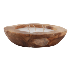 Candela profumata decorativa rotonda in legno di teak per soggiorno, camera da letto, bagno - Product Image 1