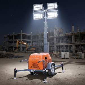 7M Mobile Light Tower Mobile Diesel/Gasoline Telescopic Light Tower Led Light Tower Trailer Mounted Lighting Equipment - Product Image 1