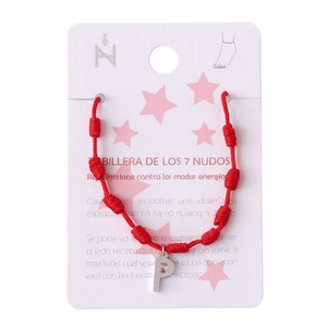 Bracelet de cheville en acier inoxydable avec nœud à sept étoiles et cordon rouge, charme protecteur pour femmes et filles - Product Image 2