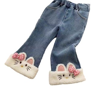 Tongxingyuan Children's Fleece-<b>Lined</b> Jeans Cartoon Pattern Winter 2024 Girls <b>Pants</b> - Product Image 5
