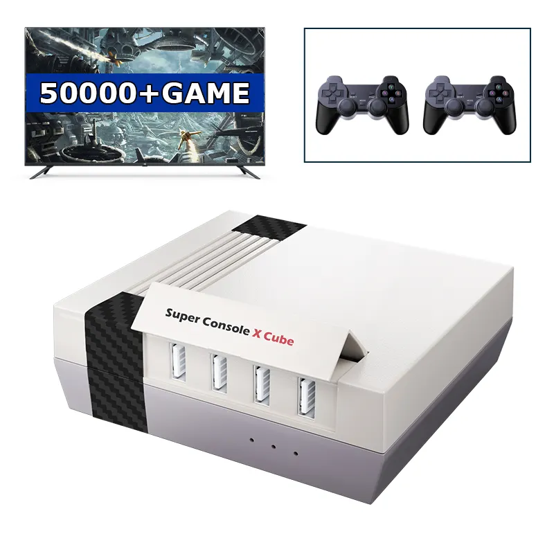 Konsol Video Game Kotak TV Mini Konsol Game Retro untuk 50000 + Game Konsol Super <span class=keywords><strong>X</strong></span> Kubus 4K 2.4G Gamepad Colok dan Mainkan