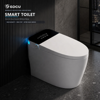 WC intelligent monobloc moderne avec bidet intégré, chasse d'eau automatique par capteur, chauffage, forme allongée, siphon en S, fonctionnement automatique, télécommande, intelligent