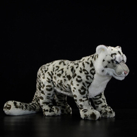 Boneka Macan Tutul Salju Kustom, Mainan Hewan Isi Lembut Realistis, Boneka Kucing untuk Anak-anak, Suvenir Kebun Binatang, Pesta Tema Musim Dingin, Pabrik OEM ODM