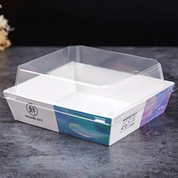 Vente en gros plateau à sandwich personnalisé en papier kraft blanc pour fenêtre boîte à dessert pour gâteau sushi aliments pour bébé avec gaufrage mat laminage