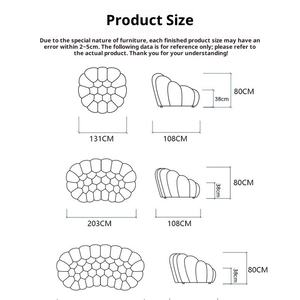 क्रॉस-बॉर्डर आधुनिक न्यूनतम मॉड्यूलर कपड़े स्पंज-भरे सेशनल सोफे सेट राउंड आकार के लिविंग रूम आकस्मिक - Product Image 5