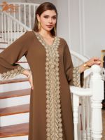 Uni Personnalisation Musulman Abaya Robe Dubaï Solide Couleur Applique Ceinturée Turquie Marocain Caftan De Luxe Robe Femmes Robes
