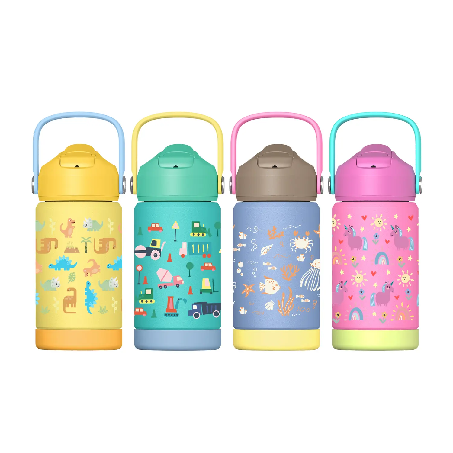 Full Body Design Water Bottle Kids Insulated Water Bottle Stainless Steel 12oz Bottles With 2 in 1 Lid