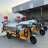 Mini tricycle 4x2 avec réservoir d'eau, canon à brouillard et pulvérisateur, équipé d'une pompe et d'un moteur pour le contrôle de la poussière routière et l'arrosage des espaces verts