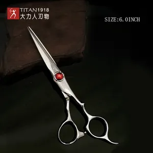 Titan Professional 5.5นิ้ว6.0นิ้วตัดผมช่างตัดผม Salon เครื่องมือเหล็กดามัสกัสกรรไกร