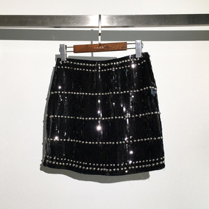 Faldas con lentejuelas de lujo para mujer, Falda corta de hoja dorada brillante con diamantes de imitación, a la moda - Product Image 2