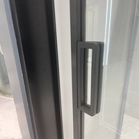 Portes coulissantes en verre trempé noir mat à cadre ultra-fin et double action, à panneau unique, pour cuisine et douche