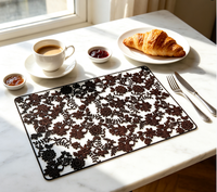 Napperons de table décoratifs transparents noirs à motifs floraux en PVC, imperméables, résistants à l'huile, écologiques et antidérapants pour la cuisine
