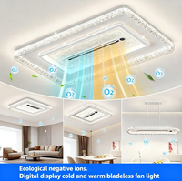 Ventilateur de plafond LED sans pales toutes saisons, avec fonctions de refroidissement et de chauffage, purificateur d'air ioniseur, affichage de la température pour salon, direct usine